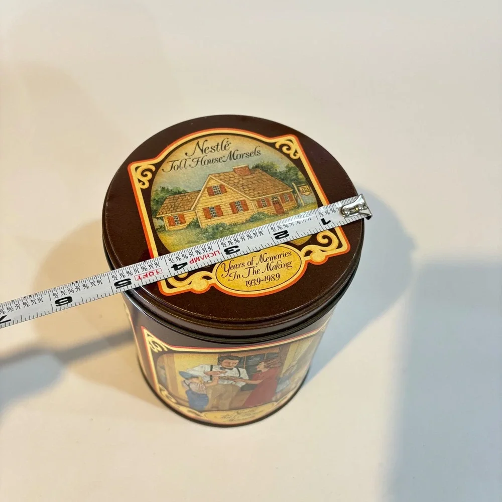 Vintage Nestle Toll House Morsels 50th Anniversary Tin Brown Cookie Tin